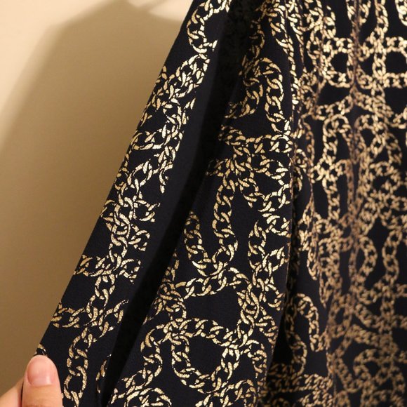 Michael Kors Slit Arm Top - Blue Gold Chain - Womens M - Picture 2 of 4